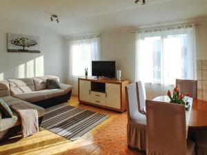 een woonkamer met een bank en een tv bij Matia I with pool in Novak