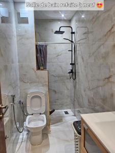 丹吉尔Magnifique Appartement Tanger Beach的配有白色马桶和淋浴的浴室