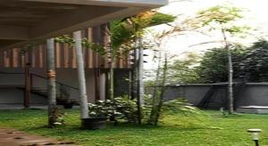 a house with two palm trees in a yard at K-1 Modern Art Hotel @ Nan in Nan