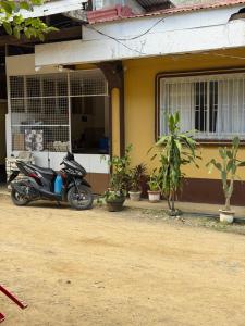 a scooter parked outside of a house with plants at Maria kulafu studio 2 in Masbate +7 photos