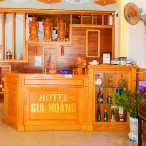a hotel ghahong restaurant with a hotel ghahahong sign at Gia Hoang Hotel in Quy Nhon