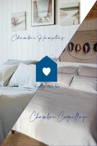 ein Schlafzimmer mit einem weißen Bett mit einem Herz darauf in der Unterkunft Le Lodge BelAir in Le Tampon