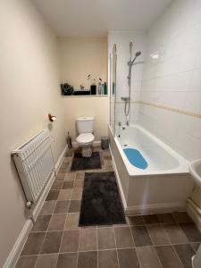 a bathroom with a tub and a toilet and a sink at Cosy 1 bedroom flat Oxford in Oxford