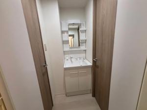 a bathroom with a sink and a mirror at Newly Renovated 2025 秋リフォーム済 RC205 in Tokyo +11 photos