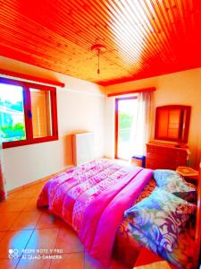 a bedroom with a large bed in a room at The best view in Zakharo