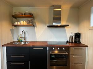 a kitchen with a sink and a stove at Apartment Senja in Senja