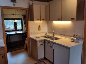 una cocina con fregadero y encimera en Ferienwohnungen Eisele, en Bad Feilnbach 27 fotos más