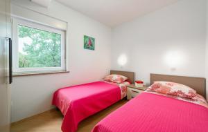 two beds in a room with a window at Villa Iva by Villas Guide in Pazin
