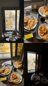 eine Collage mit drei Bildern von Essen auf einem Tisch in der Unterkunft swiss tahrir hotel in Kairo