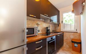 a kitchen with a sink and a microwave at Ferienhaus Nina mit Whirpool by Villas Guide in Selce
