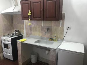 a kitchen with a sink and a stove at Usina Elias in Tilcara
