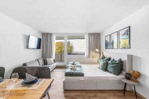 Χώρος καθιστικού στο Ferienwohnung Wipfelglück mit Pool und Sauna