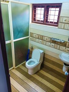 un baño con inodoro y lavabo en Breezeblow, en Vagamon