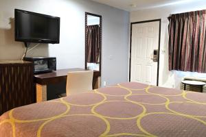 a hotel room with a bed and a flat screen tv at Century Motel Buena Park Anaheim CA 91 in Buena Park +21 photos