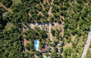 an overhead view of a house with trees and a pool at Awesome Stacaravan In Obrovac With Wifi in Obrovac +18 photos