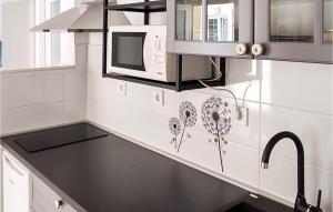 Cozy Apartment In Podgora With Lake View في Kržanići: مطبخ مع حوض وميكروويف