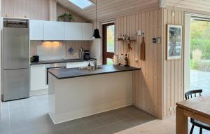 a kitchen with a sink and a refrigerator at Beautiful Home In Gilleleje With Wifi in Gilleleje