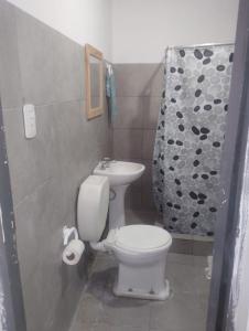a bathroom with a toilet and a sink at Areco en lo de Mabel in San Antonio de Areco