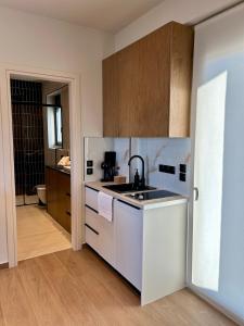 Kuchyň nebo kuchyňský kout v ubytování Kyllini Seaside