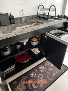 Η κουζίνα ή μικρή κουζίνα στο Apartamento em Botucatu com Vista para Montanha