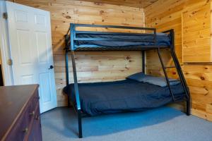 a bedroom with a bunk bed in a cabin at Winter at Wildwood in Bailieboro