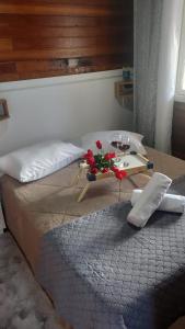 Posteľ alebo postele v izbe v ubytovaní Chale Vale Carahá Lavanda + 7 fotografií