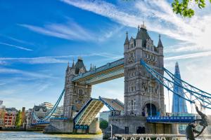 a view of the tower bridge in london at Bermondsey Apartments By Sleepy Lodge in London