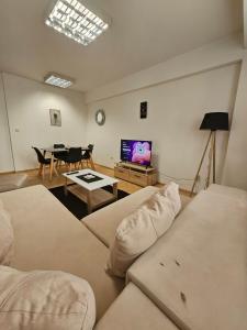 TV a/nebo společenská místnost v ubytování Lovely square apartment Purple Velvet 43 Macedonia Stree