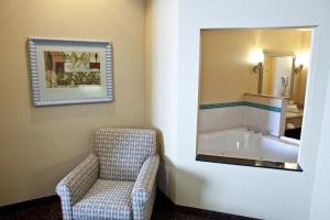 a bathroom with a chair and a bath tub at Holiday Inn Express and Suites Dimondale-Lansing 
