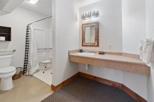 a bathroom with a sink and a toilet at The Loose Moose Lodge #7 At Downtown Grand Lake N in Grand Lake +24 photos