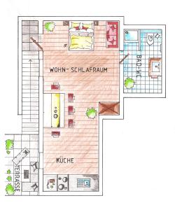 BERGHEIL Apartments في شفينداو: مخطط ارضي لشقة صغيرة بها