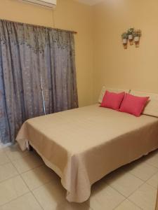 チレシトにあるComplejo Paimán - Alquiler por díaのベッドルーム1室(赤い枕2つ付)