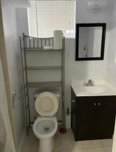 een badkamer met toilet en wastafel bij Peace Apartment in Brampton