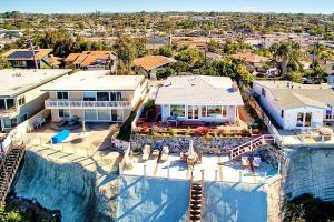 an aerial view of a house with a pool at Sunset Beach in Encinitas