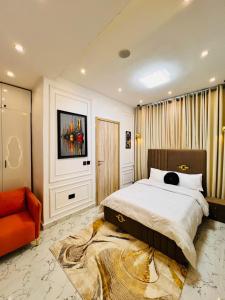 Postel nebo postele na pokoji v ubytování Kas home