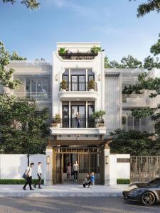 a rendering of a building with people walking in front of it at Indocharm Villa Cat Ba in Cat Ba