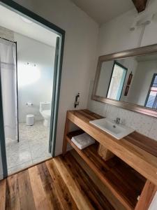 a bathroom with a sink and a mirror at Cabañas - Casa Rural 32 in Villa O'Higgins
