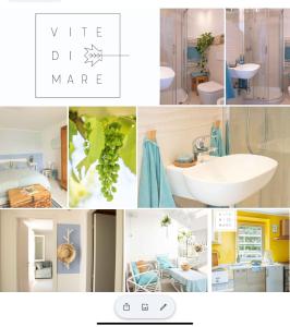 a collage of different pictures of a bathroom at VITEDIMARE APARTMENT SABBIA - SAND in Muggia