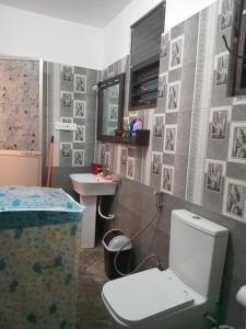 a bathroom with a toilet and a sink at Galhena Villa in Tangalle