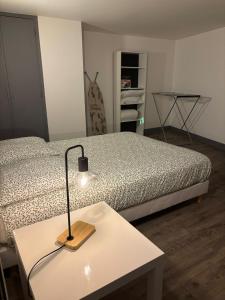 Postel nebo postele na pokoji v ubytování Le Nid du Sablard