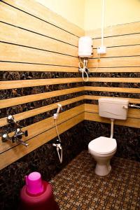 a bathroom with a toilet and a sink at kali river view in Dandeli