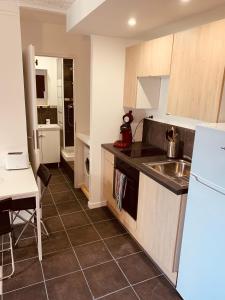 Kuchyň nebo kuchyňský kout v ubytování 32EG faculté médecine, hôpitaux, vinatier