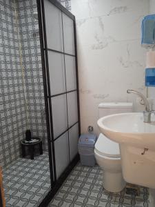a bathroom with a toilet and a sink at Derin park otel in Sanlıurfa +42 photos