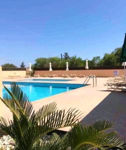 une grande piscine avec des chaises dans l'établissement Nissi Pearl villa close Nissi beach, à Ayia Napa