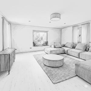 a drawing of a living room with a couch and a table at Mitteraubach in Jandelsbrunn +3 photos