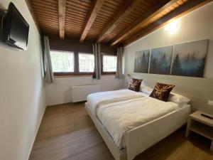 a bedroom with a large bed and a television at International Residence in Tarvisio
