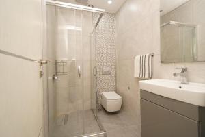 een badkamer met douche, toilet en wastafel bij فيلا اسطنبول in Beylikduzu +43 foto's