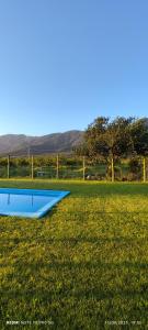 a pool of water in a field of grass at Cabañas Limonares de Olmué in Olmué