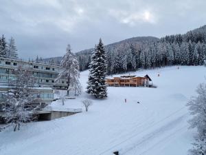 a ski lodge in the snow with snow covered trees at "FamilyNest" by Staymarilleva1400 in Marilleva