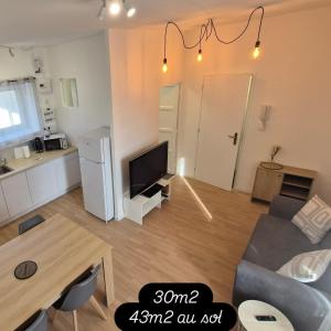 TV a/nebo společenská místnost v ubytování Appartement Duplex cosy neuf en plein centre